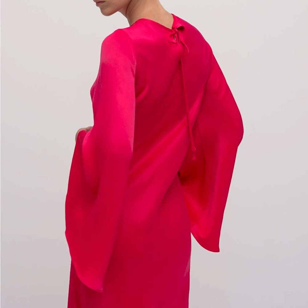 Mango Flared Sleeves Satin Dress